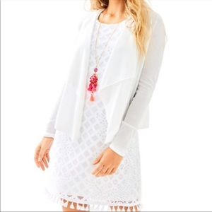 Lily Pulitzer White Open Drape Front Cardigan